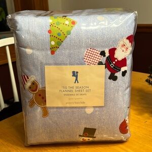 Pottery Barn Kids ‘Tis the Season Flannel Sheet Set. Queen Size. New in package.